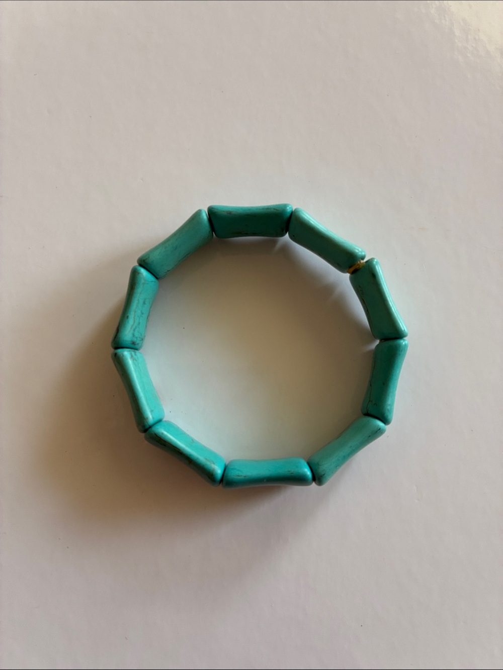 Source Unknown Turquoise Stone Tube Bead Stretch Bracelet 2.5 Inch Diameter